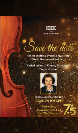 Poster: save the date for an evening of world renowned soloists, November 15, 2023, with a violin